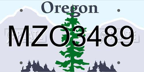 MZO3489 Oregon License Plate