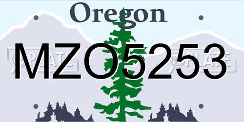 MZO5253 Oregon License Plate