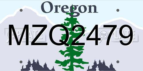 MZQ2479 Oregon License Plate
