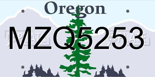 MZQ5253 Oregon License Plate