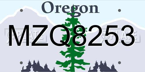 MZQ8253 Oregon License Plate