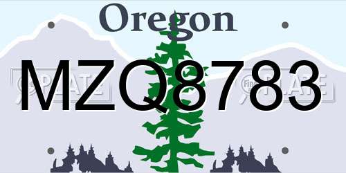 MZQ8783 Oregon License Plate