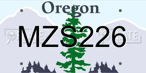 MZS226 Oregon License Plate