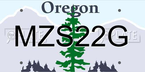 MZS22G Oregon License Plate