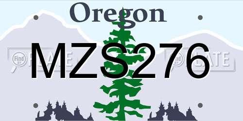 MZS276 Oregon License Plate