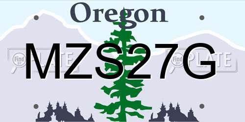 MZS27G Oregon License Plate