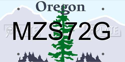 MZS72G Oregon License Plate