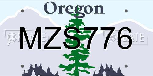 MZS776 Oregon License Plate
