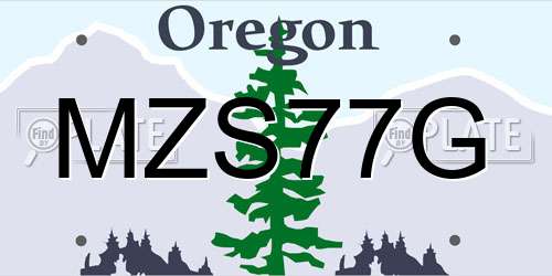 MZS77G Oregon License Plate
