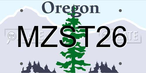 MZST26 Oregon License Plate