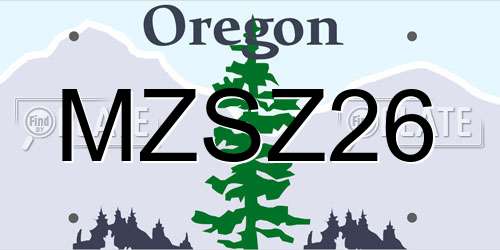 MZSZ26 Oregon License Plate