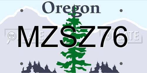 MZSZ76 Oregon License Plate