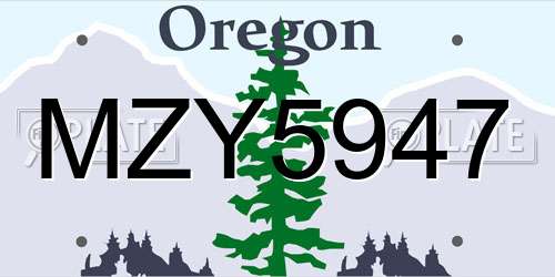 MZY5947 Oregon License Plate