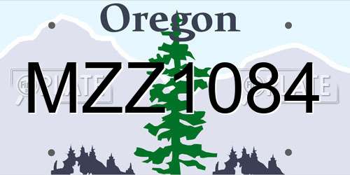 MZZ1084 Oregon License Plate