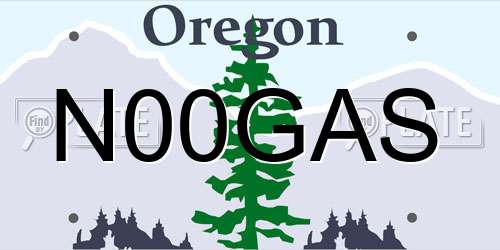 N00GAS Oregon License Plate