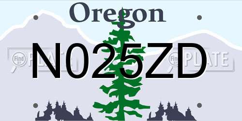 N025ZD Oregon License Plate