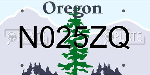 N025ZQ Oregon License Plate