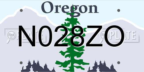 N028ZO Oregon License Plate