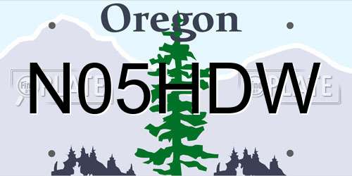 N05HDW Oregon License Plate