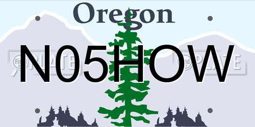 N05HOW Oregon License Plate