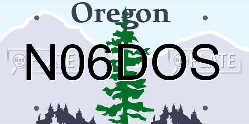 N06DOS Oregon License Plate