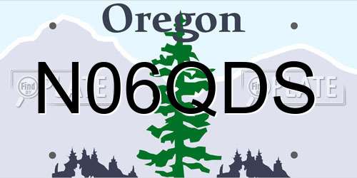 N06QDS Oregon License Plate