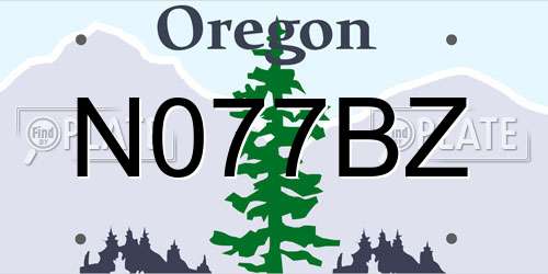 N077BZ Oregon License Plate