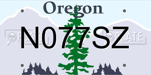 N077SZ Oregon License Plate