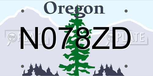 N078ZD Oregon License Plate