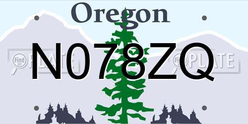 N078ZQ Oregon License Plate