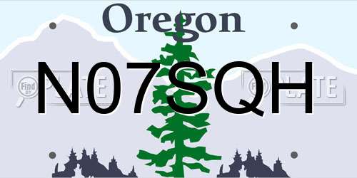 N07SQH Oregon License Plate
