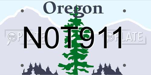 N0T911 Oregon License Plate