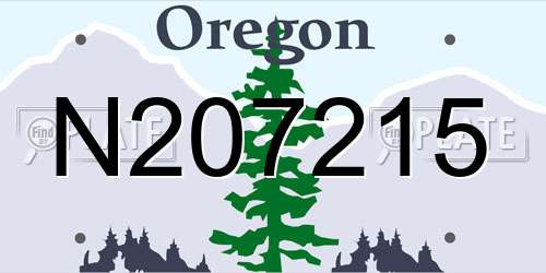 N207215 Oregon License Plate
