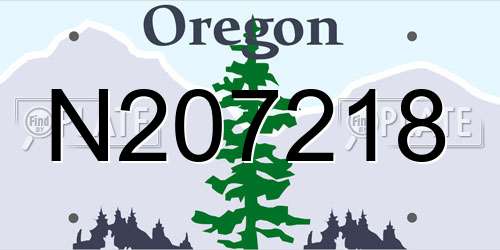 N207218 Oregon License Plate
