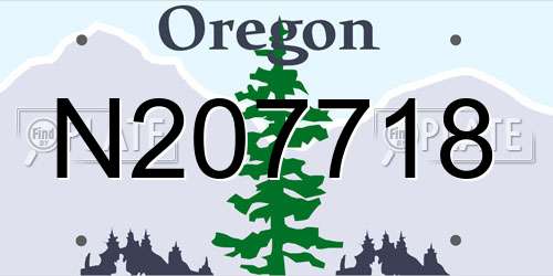 N207718 Oregon License Plate