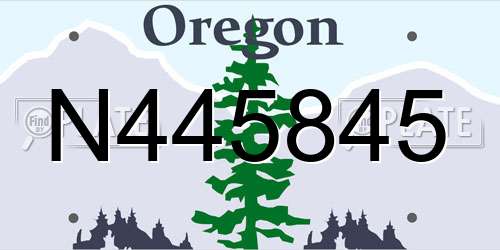 N445845 Oregon License Plate