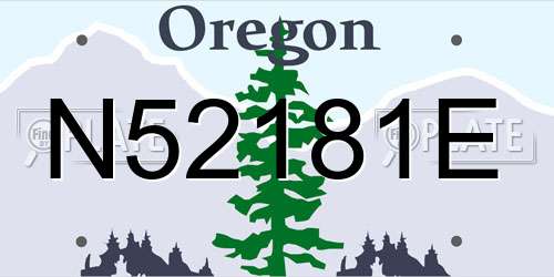 N52181E Oregon License Plate