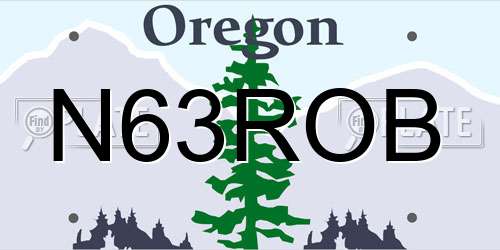 N63ROB Oregon License Plate