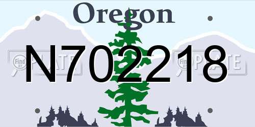 N702218 Oregon License Plate