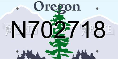 N702718 Oregon License Plate