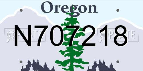 N707218 Oregon License Plate