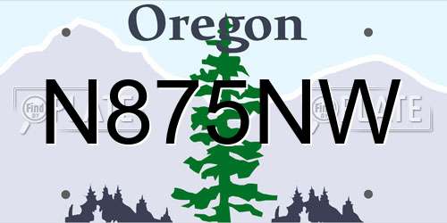 N875NW Oregon License Plate
