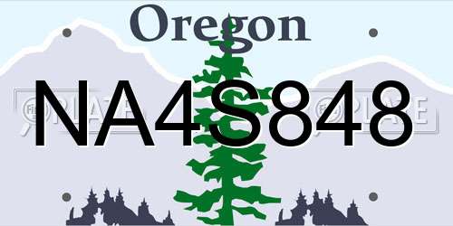 NA4S848 Oregon License Plate