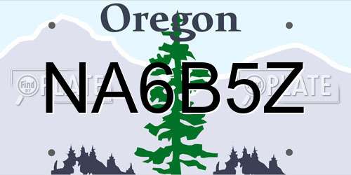 NA6B5Z Oregon License Plate
