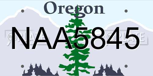 NAA5845 Oregon License Plate