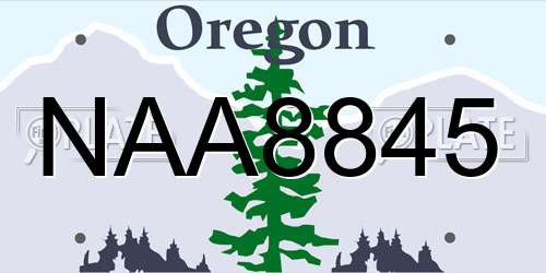 NAA8845 Oregon License Plate