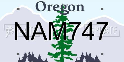 NAM747 Oregon License Plate