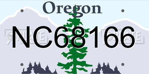 NC68166 Oregon License Plate