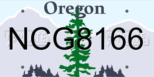 NCG8166 Oregon License Plate