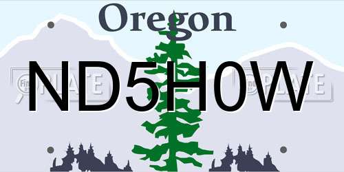 ND5H0W Oregon License Plate